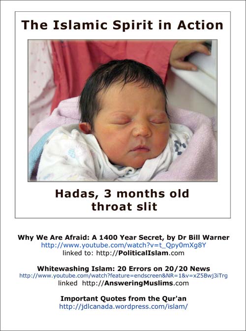 Islamic beliefs, Islam and terrorism - baby girl Hadas